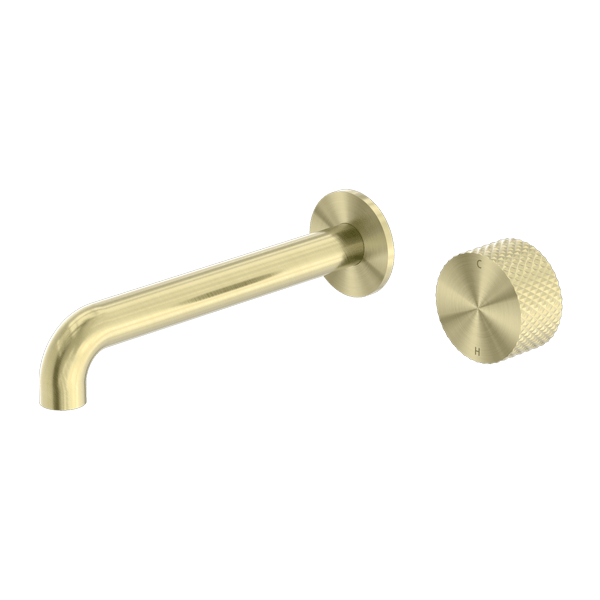 Nero Opal Progressive Wall Basin/Bath Mixer 185mm Spout Brushed Gold - Sydney Home Centre