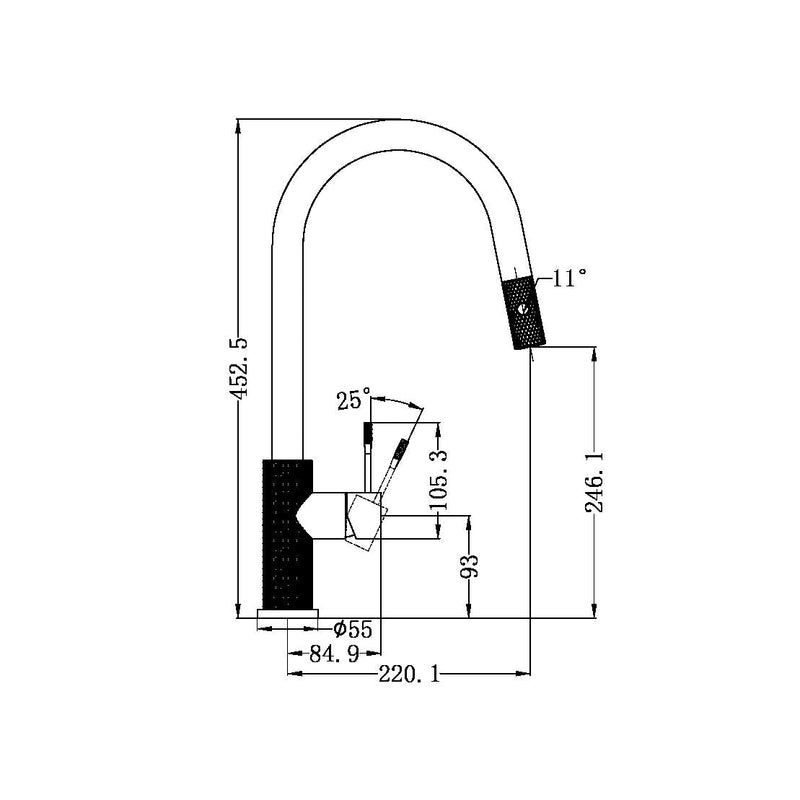 Nero Opal Pull Out Sink Mixer With Vegie Spray Function Graphite - Sydney Home Centre