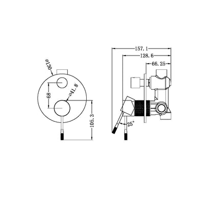 Nero Opal Shower Mixer With Divertor Brushed Nickel - Sydney Home Centre