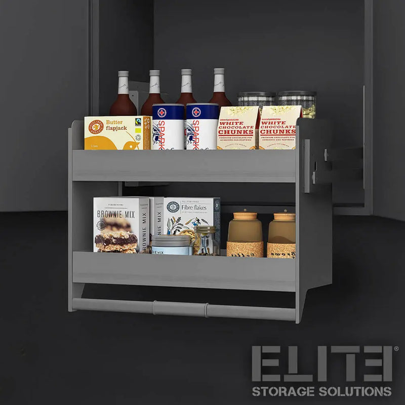 Elite Nero Flexi Height Pull Down 2-Tier Wall Cabinet Unit For A 900mm Cupboard Dark Grey - Sydney Home Centre