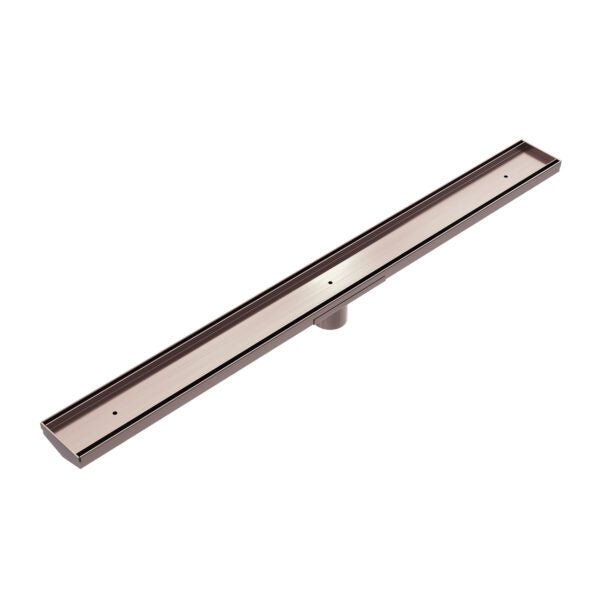 Nero Tile Insert V Channel Floor Grate 50mm Outlet With Hole Saw Brushed Bronze - Sydney Home Centre