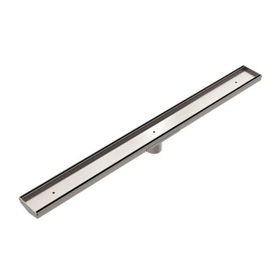 Nero Tile Insert V Channel Floor Grate 50mm Outlet With Hole Saw Brushed Nickel - Sydney Home Centre