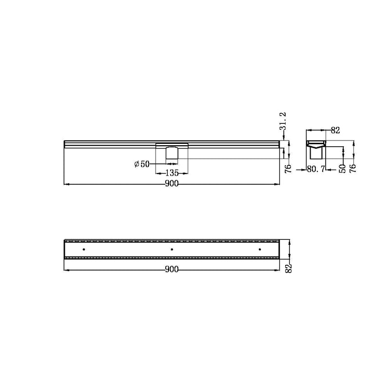 Nero Tile Insert V Channel Floor Grate 50mm Outlet With Hole Saw Gun Metal - Sydney Home Centre