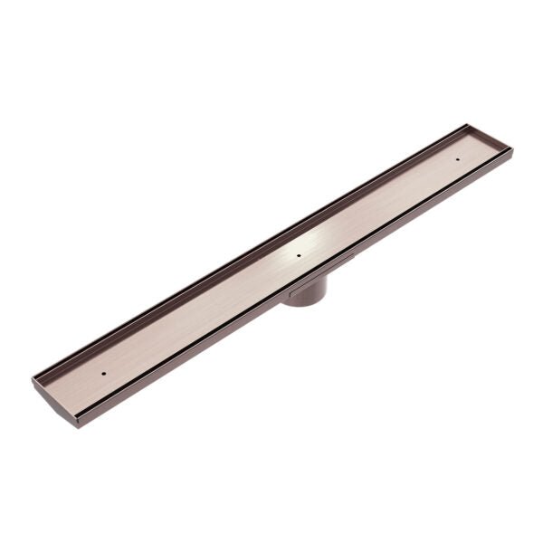 Nero Tile Insert V Channel Floor Grate 89mm Outlet With Hole Saw Brushed Bronze - Sydney Home Centre