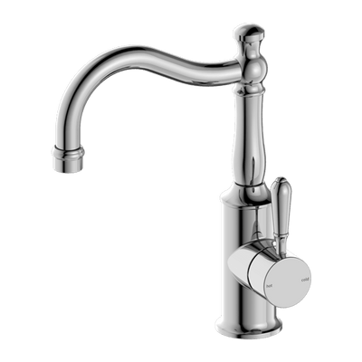 Nero York Basin Mixer Hook Spout With Metal Lever Chrome - Sydney Home Centre