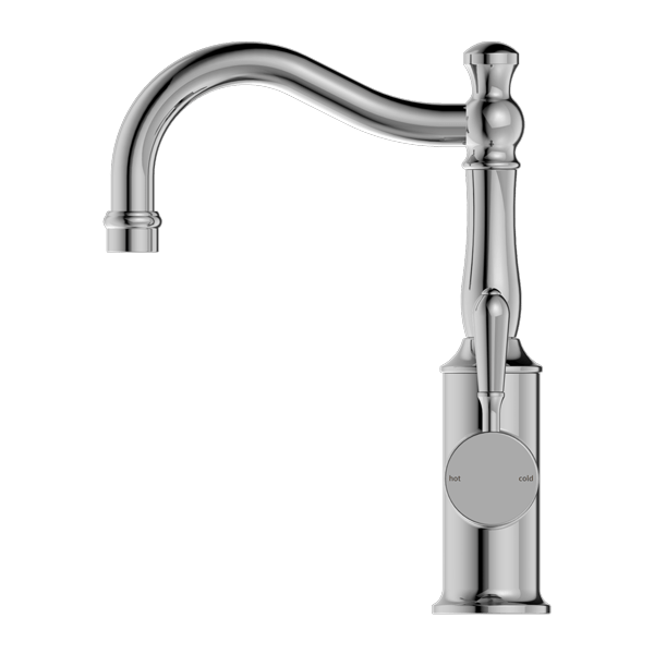 Nero York Basin Mixer Hook Spout With Metal Lever Chrome - Sydney Home Centre