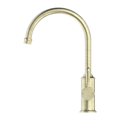 Nero York Kitchen Mixer Goosneck Spout With Metal Lever Aged Brass - Sydney Home Centre