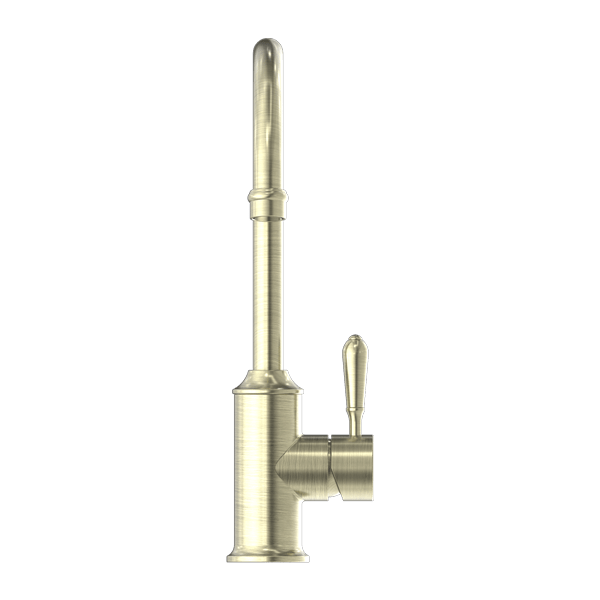 Nero York Kitchen Mixer Goosneck Spout With Metal Lever Aged Brass - Sydney Home Centre