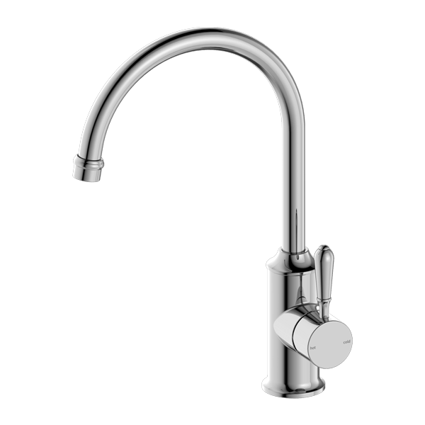 Nero York Kitchen Mixer Goosneck Spout With Metal Lever Chrome - Sydney Home Centre