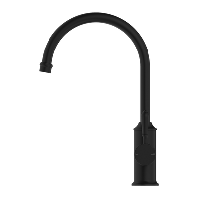 Nero York Kitchen Mixer Goosneck Spout With Metal Lever Matte Black - Sydney Home Centre