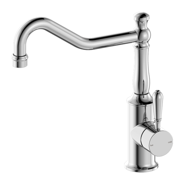 Nero York Kitchen Mixer Hook Spout With Metal Lever Chrome - Sydney Home Centre