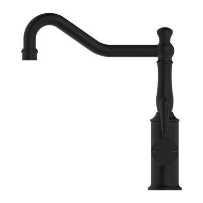 Nero York Kitchen Mixer Hook Spout With Metal Lever Matte Black - Sydney Home Centre