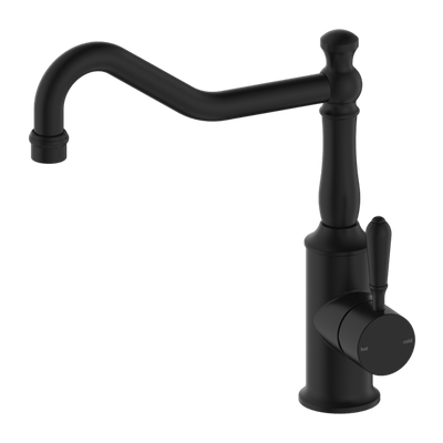 Nero York Kitchen Mixer Hook Spout With Metal Lever Matte Black - Sydney Home Centre