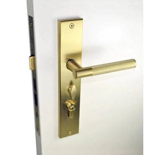 Nidus Domici Knurled Lever On Longplate (Left Hand) With OZI Mortice Lock Satin Brass - Sydney Home Centre