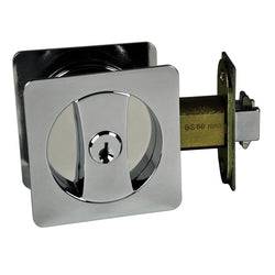 Nidus Sliding Cavity Door Entrance Key Lock Set Square External Chrome Plate (Visual Pack) - Sydney Home Centre