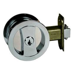 Nidus Sliding Cavity Door Entrance Key Lock Set Round External Chrome Plate (Visual Pack) - Sydney Home Centre