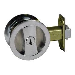 Nidus Sliding Cavity Door Entrance Key Lock Set Round External Satin Chrome (Visual Pack) - Sydney Home Centre