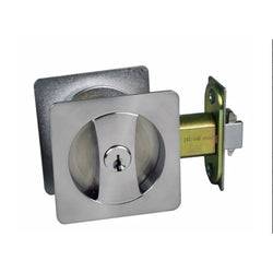 Nidus Sliding Cavity Door Entrance Key Lock Set Square External Satin Chrome (Visual Pack) - Sydney Home Centre