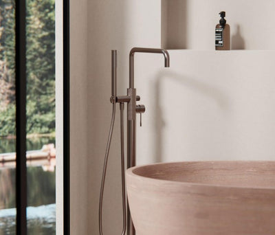 Nero Opal Free Standing Bath Mixer With Hand Shower Brushed Bronze - Sydney Home Centre