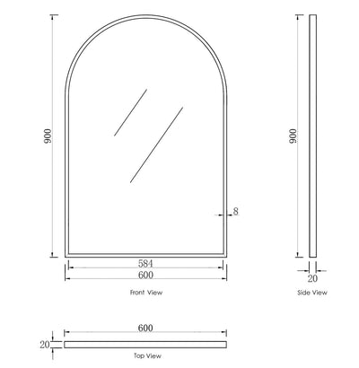 Otti Archie 900x600 Black Metal Framed Mirror - Sydney Home Centre