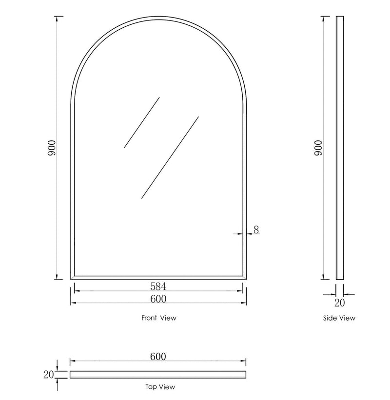 Otti Archie 900x600 Black Metal Framed Mirror - Sydney Home Centre