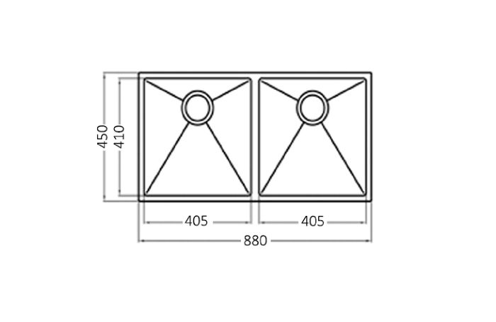 Otti Arte Sink 88D 880x450x220 Stainless Steel - Sydney Home Centre