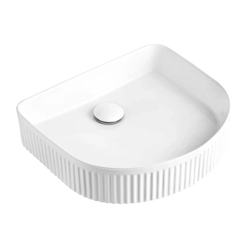 Otti Archie 415mm French Fluted Arch Gloss White Basin - Sydney Home Centre