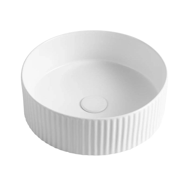 Otti Marlo 400mm French Fluted Round Matte White Basin - Sydney Home Centre