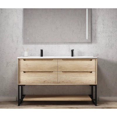 Otti Byron 1500mm Vanity Legs With Natural Oak Shelf - Sydney Home Centre