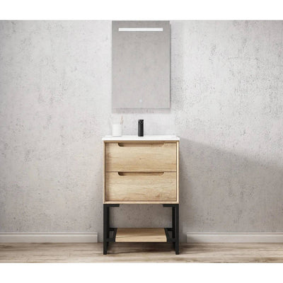 Otti Byron 600mm Vanity Legs With Natural Oak Shelf - Sydney Home Centre