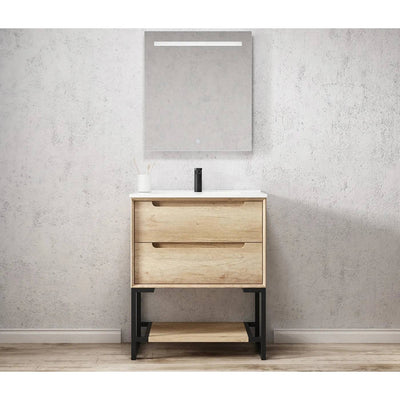 Otti Byron 750mm Vanity Legs With Natural Oak Shelf - Sydney Home Centre