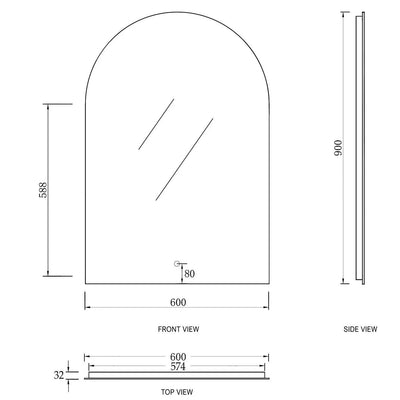 Otti Archie 900mm x 600mm LED Mirror - Sydney Home Centre