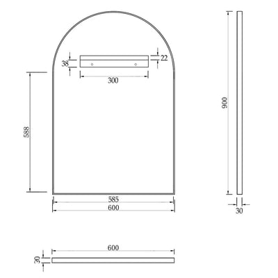 Otti Archie 900mm x 600mm Metal Framed Mirror Matte Black - Sydney Home Centre