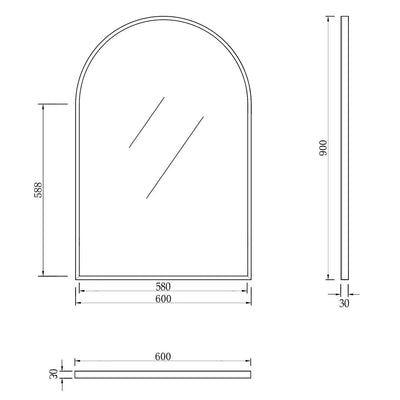 Otti Archie 900mm x 600mm Metal Framed Mirror Matte Black - Sydney Home Centre