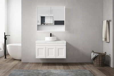 Otti Boston 900mm Shaving Cabinet Matte White - Sydney Home Centre