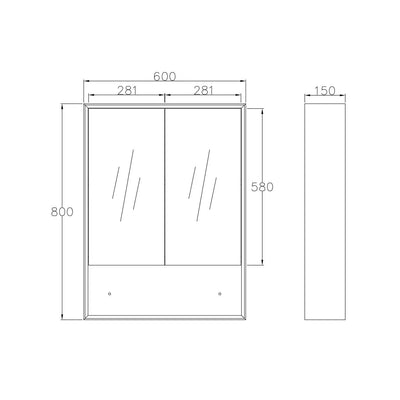 Otti Marlo 600mm Wall Hung Shaving Cabinet Black Satin - Sydney Home Centre