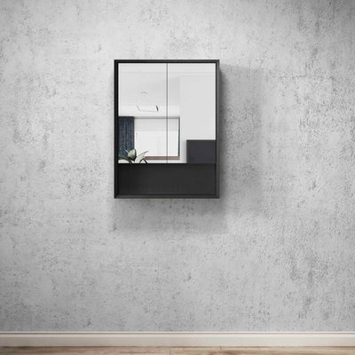 Otti Marlo 600mm Wall Hung Shaving Cabinet Black Satin - Sydney Home Centre