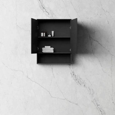 Otti Marlo 600mm Wall Hung Shaving Cabinet Black Satin - Sydney Home Centre