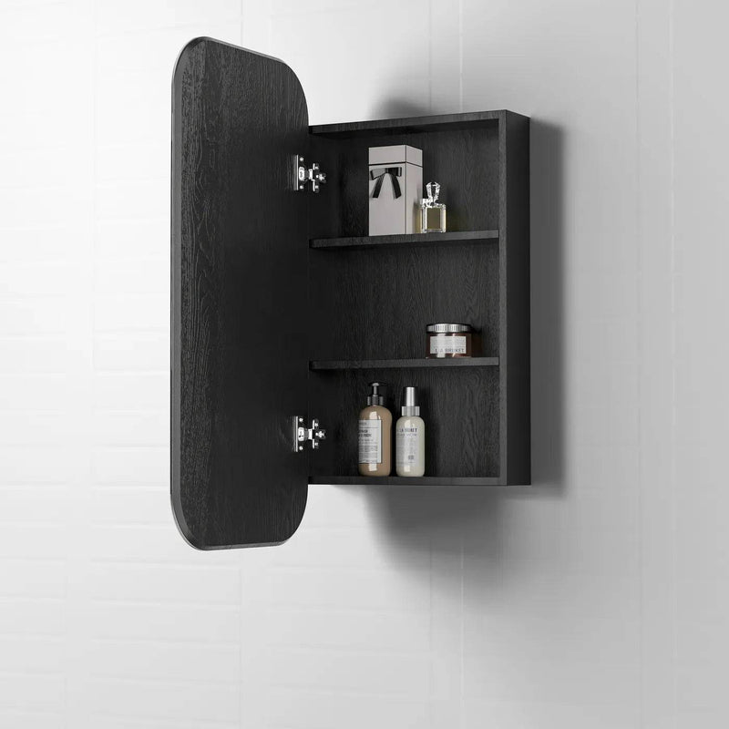Otti Newport 900mm x 450mm Wall Hung Shaving Cabinet Black Oak - Sydney Home Centre