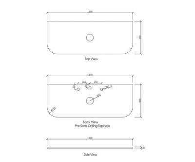 Otti Bondi 1200mm Counter Top White (One Tap Hole) - Sydney Home Centre