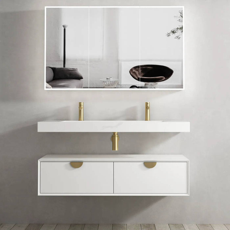 Otti Moonlight 1200mm Wall Hung Cabinet Satin White - Sydney Home Centre