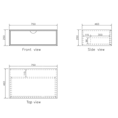 Otti Moonlight 750mm Wall Hung Cabinet Satin White - Sydney Home Centre