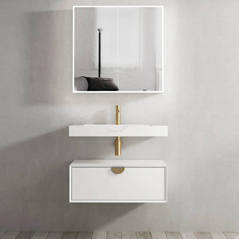 Otti Moonlight 750mm Wall Hung Cabinet Satin White - Sydney Home Centre