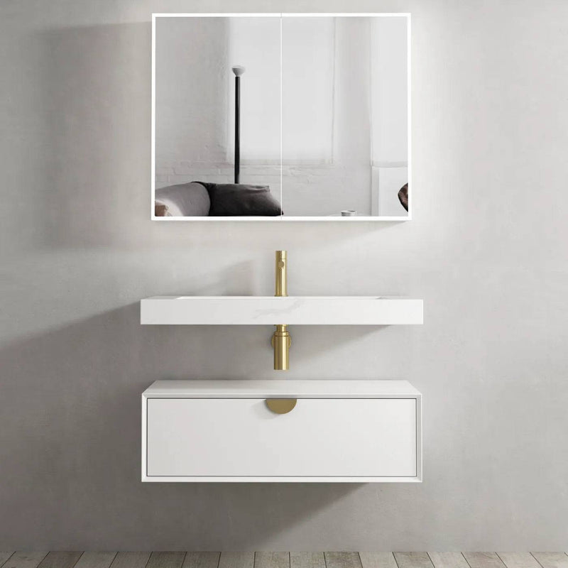 Otti Moonlight 900mm Wall Hung Cabinet Satin White - Sydney Home Centre