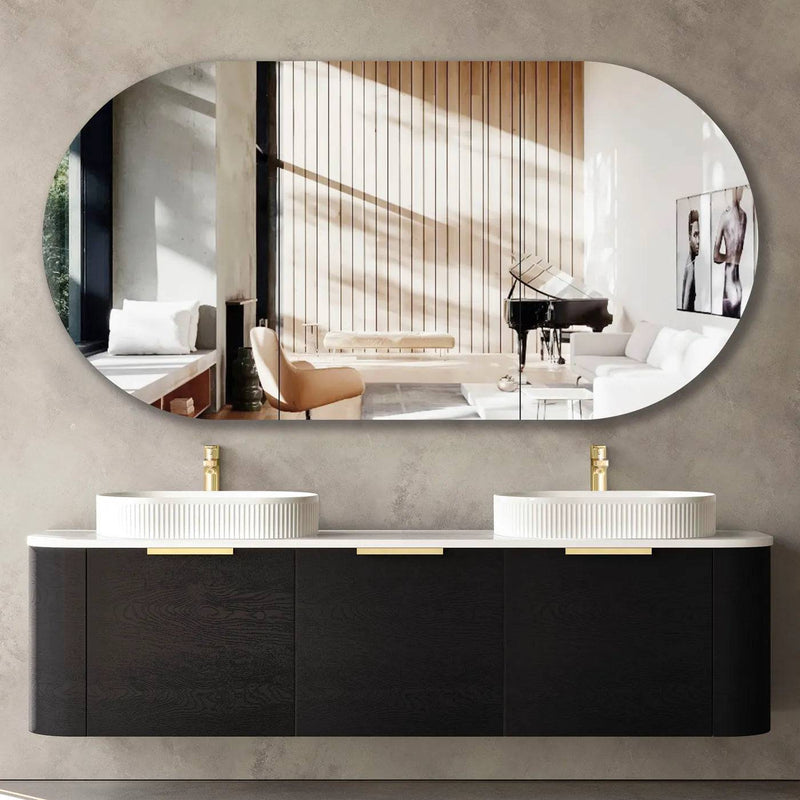 Otti Bondi 1800mm Curve Vanity Black Oak (Cabinet Only) - Sydney Home Centre