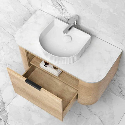 Otti Bondi 900mm Curve Vanity Natural Oak (Cabinet Only) - Sydney Home Centre