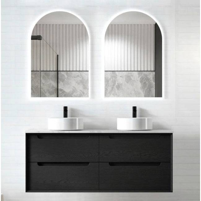 Otti Byron 1200mm Double Bowl Wall Hung Vanity Black Oak (Ultra Deluxe Stone Top) - Sydney Home Centre