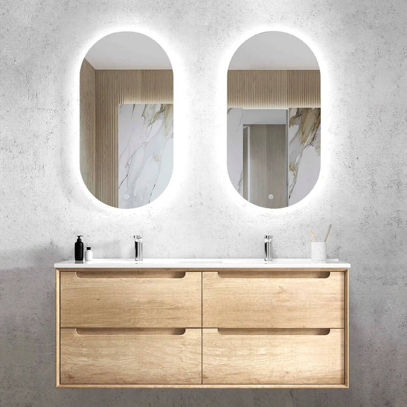 Otti Byron 1200mm Double Bowl Wall Hung Vanity Natural Oak (Cabinet Only) - Sydney Home Centre