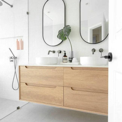 Otti Byron 1200mm Double Bowl Wall Hung Vanity Natural Oak (Ultra Deluxe Stone Top) - Sydney Home Centre