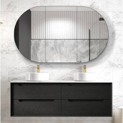 Otti Byron 1500mm Wall Hung Vanity Black Oak (Ultra Deluxe Stone Top) - Sydney Home Centre